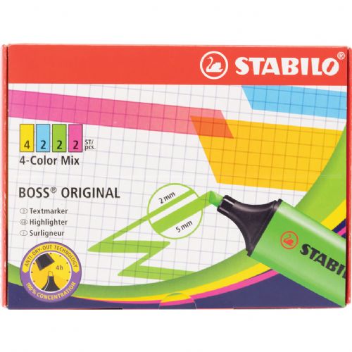 EVIDENZIATORI STABILO BOSS CONFEZIONE 10 PZ COLORI ASSORTITI FLUORESCENTI 70/10-1